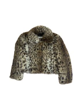 American Eagle Outfitters Brown Leopard Faux Fur Cropped Jacket
